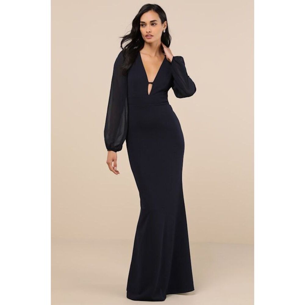 Lulus Cherise Midnight Blue Tie-back Maxi Dress - Size XL